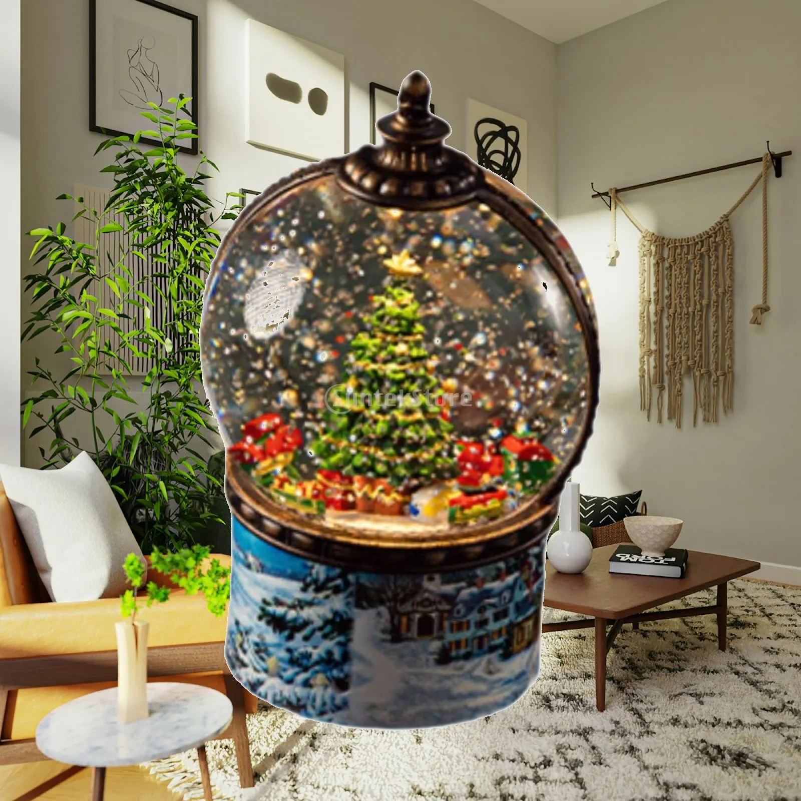 Christmas Snow Globe Music Box Gifts Xmas Decor Luminous Christmas Ornament
