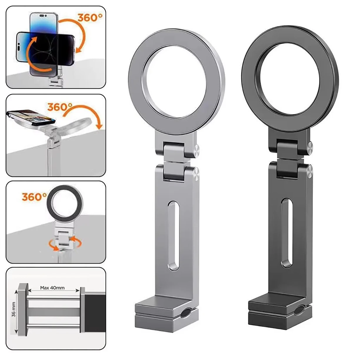 

Магнитный держатель для мобильного телефона Magsafe, портативный дорожный держатель, складной и выдвижной, универсальный держатель с вращением на 360 градусов.