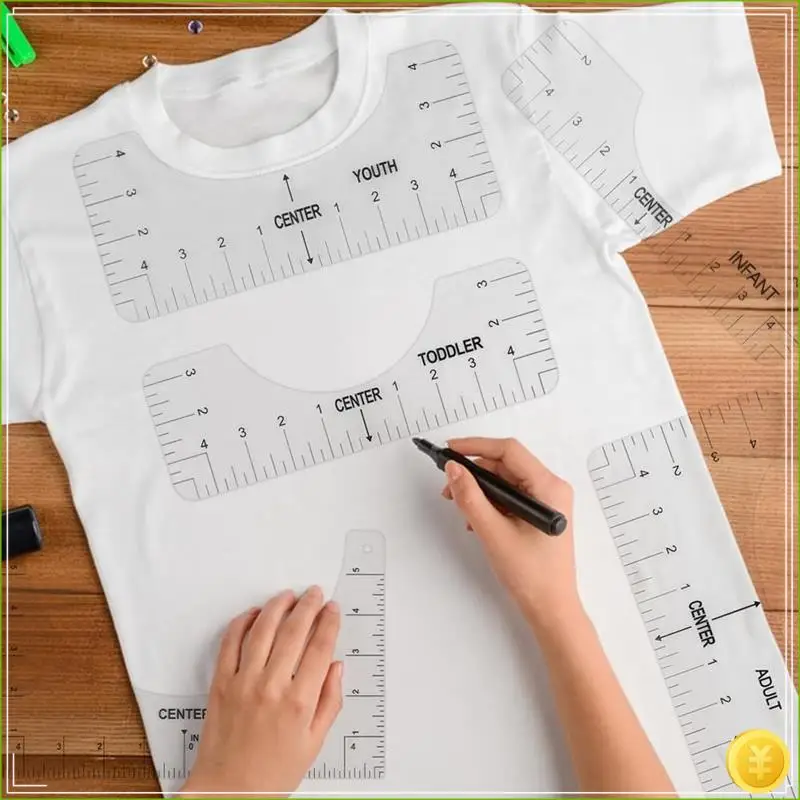 وسائد الضغط الحراري 9 قطع في مجموعة واحدة، 4 أحجام وسادة نقل الضغط الحراري و5 قطع دليل مسطرة تي شيرت للفينيل DIY #2