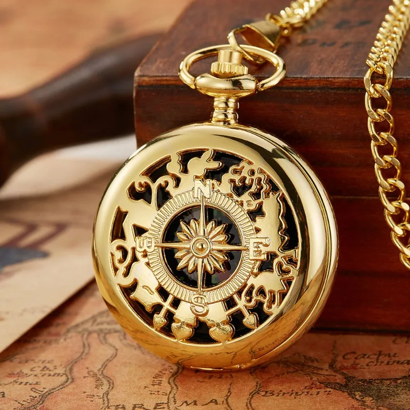 Vintage Bronze Flip Compass Pocket Watch Design Outdoor Hiking Navigation Kid Gift Retro Metal Portable Compass Survival Tools