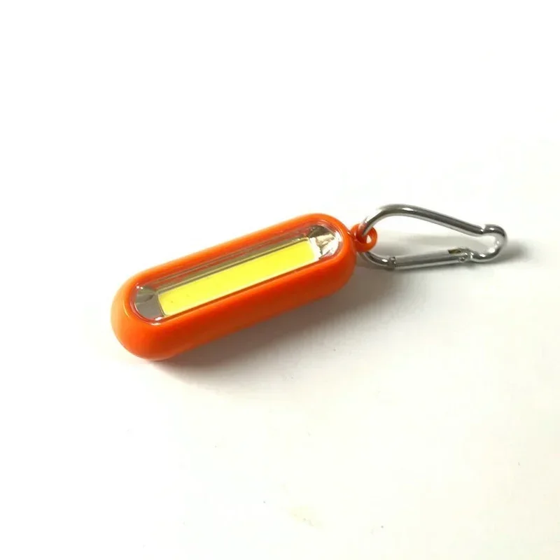 COB LED Light Mini Portable Keychain Flashlight with Carabiner Battery Powered Camping Light for Outdoor Fishing Hiking