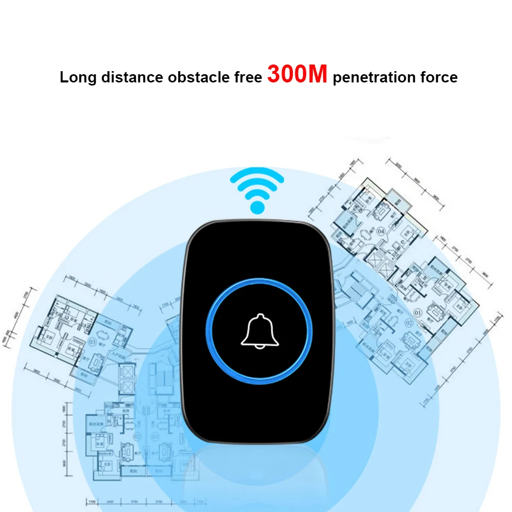 Timbre inalámbrico para exteriores, Kit de timbre de casa a prueba de agua, control remoto de 300M, enchufe europeo, 60 canciones, timbre de puerta de bienvenida, My Melody