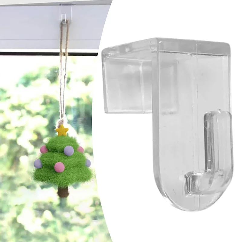Curtain Bracket Hooks Transparent Plastic Hooks Utility Hooks for Window Frame Window Decoration Clear for Interior Doors