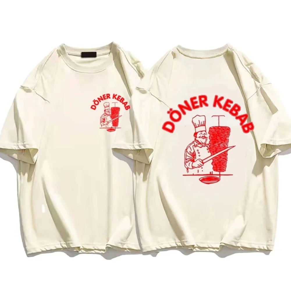 (MINISO) New Pure Doner Kebab Summer Men T-Shirts Women's Cotton Tshirt Tops Women T Shirt Vintage Oversized Tees Men's Clothing