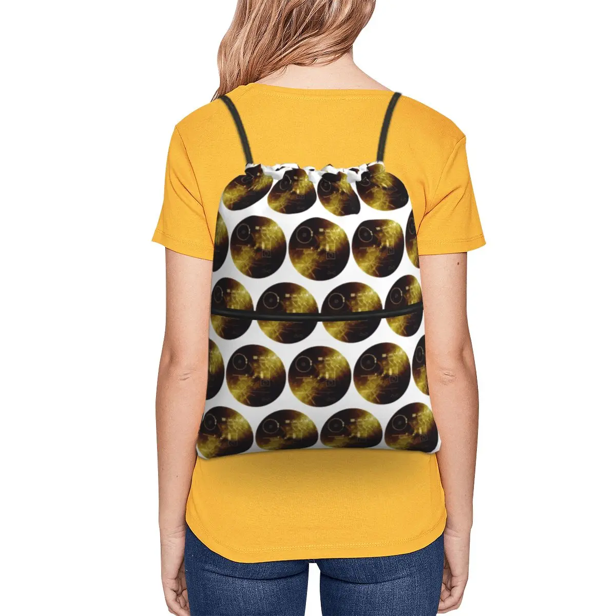 The Voyager Golden Record! Backpacks Portable Drawstring Bags Sports Bag Book Bags for Travel School