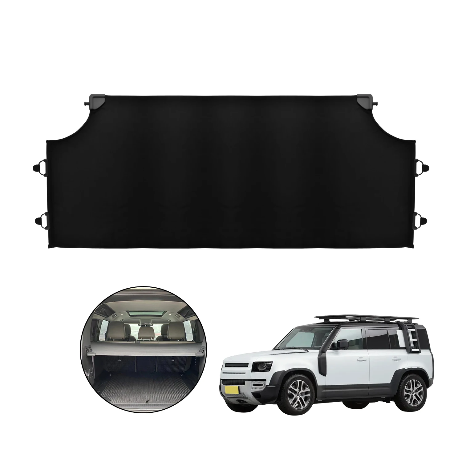 Stowing Tidying For Land Rover Defender 110 2020-2023 Oxford Cloth Car Rear Trunk Curtain Cargo Cover Storage Bag Net