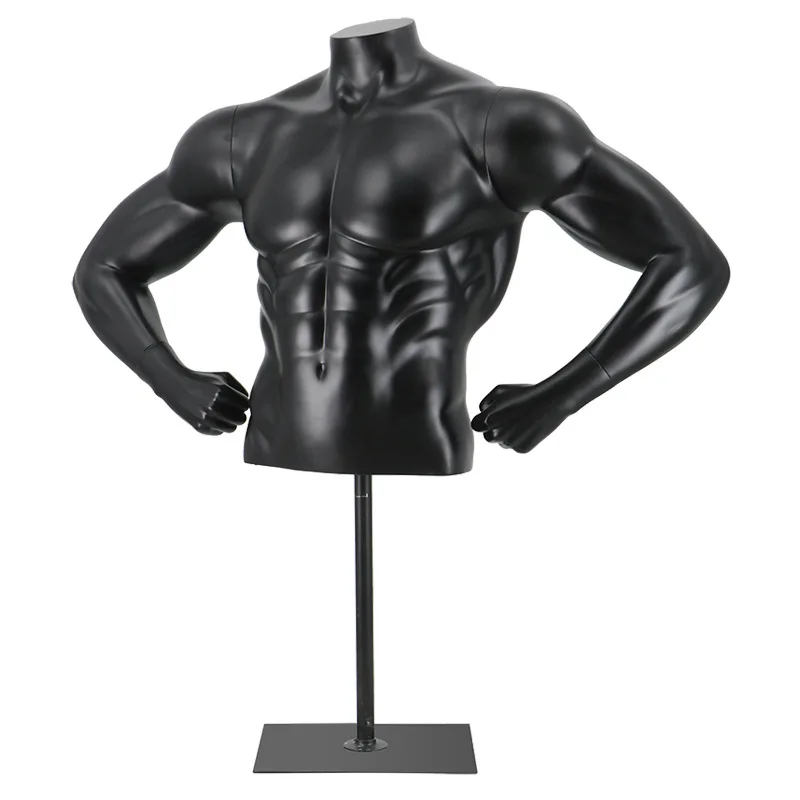

Men's model props stainless steel foam sports clothing store platform men's plastic fiberglass muscle half-body model