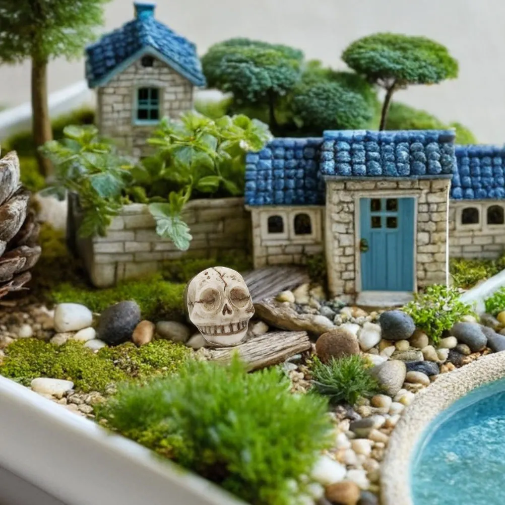 

20Pcs Outdoor Skull Statue Resin Mini Ornament Halloween Garden Lawn Aquarium Vase Planter Fillers Skull Aquarium Decor