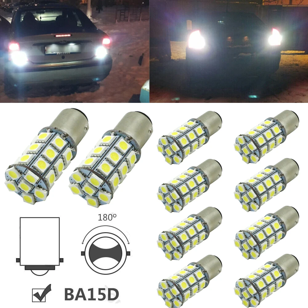 10PCS Super White BA15D 27SMD 5050 LED Light bulbs Marine Boat 1142 1178 1130