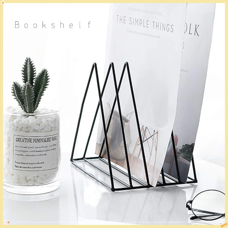 Triangle File Holder,5 Slot Metal Vinyl Record Stand Holder Magazine Newspaper Holder Photography Props for Office Home