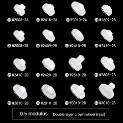 Double layer plastic W gear 2mm hole 2A tight fit 2B loose fit Toy multi-tooth crown gear accessories