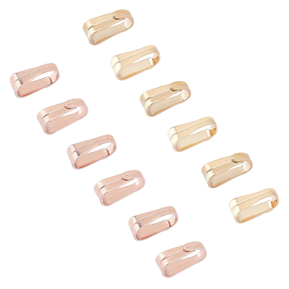 100pcs Golden Rose Gold Snap On Bails Stainless Steel Pendant Clasps Connectors Pendant Bails for DIY Dangle Charms Jewelry