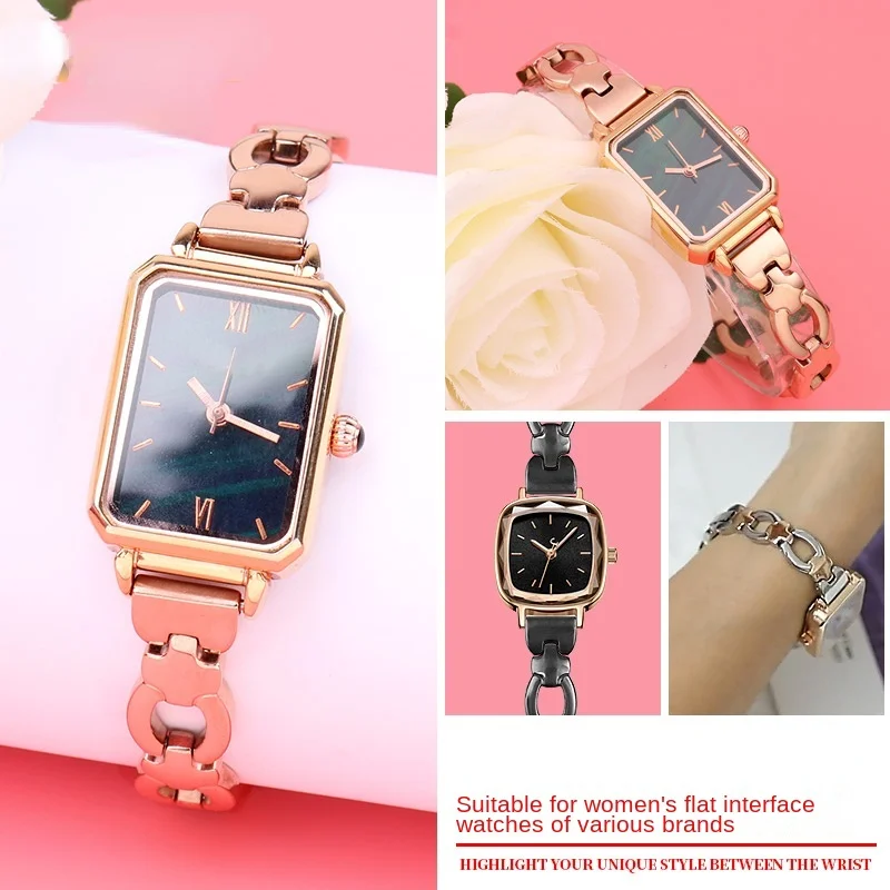 10mm fashion Universal Stainless steel watchband glossy silver golden Rose gold bracelet strap Small size lady\'s watch chain