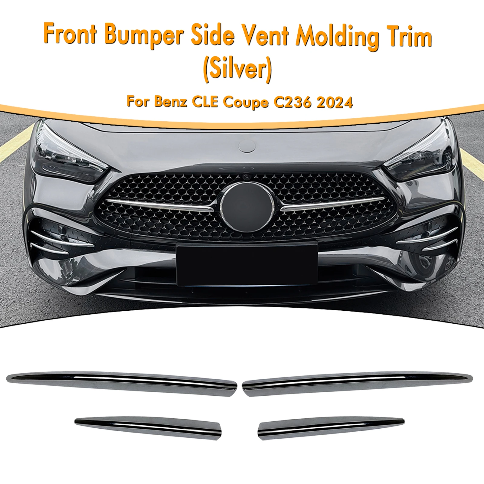 

Front Bumper Side Air Vent Trims For Mercedes Benz GLE Class Coupe C236 CLE260 CLE300 2024+ Fog Light Intake Cover Grill Spoiler