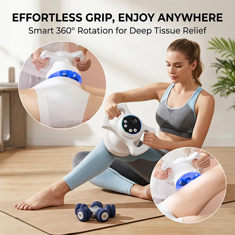 Rotating Vibrating Body Shaper Massager Deep Tissue Muscle Relaxation Device Post-Workout Recovery Rechargeable Red Light Therap
