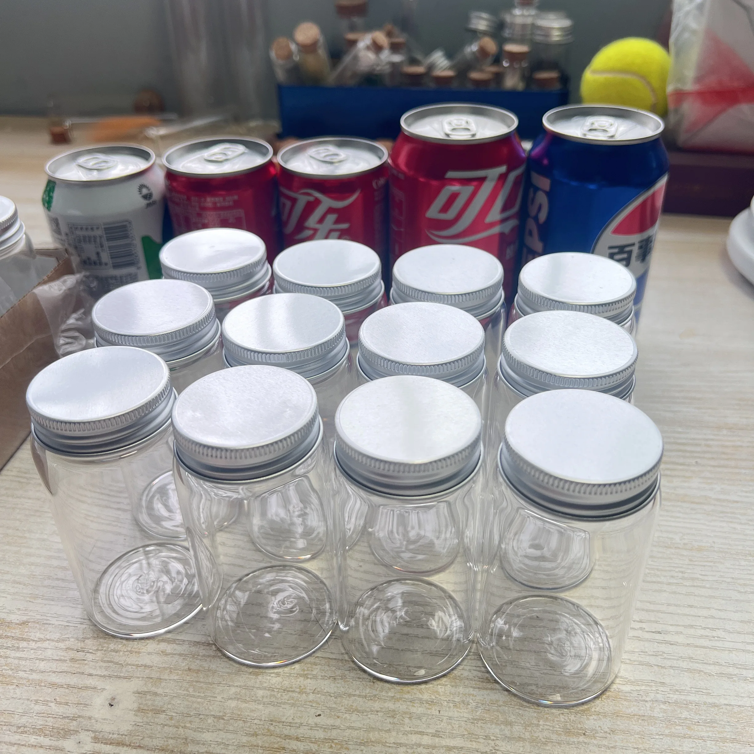 8/12 Pcs 120ml Candy Glass Bottles 33×47×90mm  Glass Jars Silver Screw Cap Mini DIY Craft Seeds Containers Home Organization