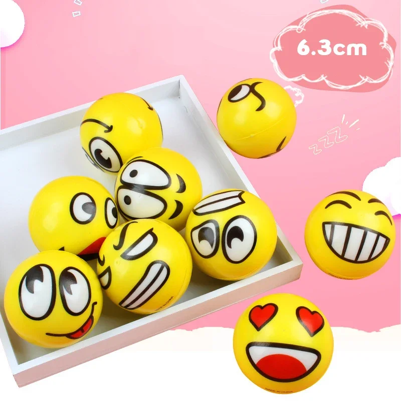 12Pcs Smiling Foam Ball Squeeze Stress Ball Relief Reduce Pressure Toy Hand Wrist Exercise Face Kids PU Sport Balls For Toy