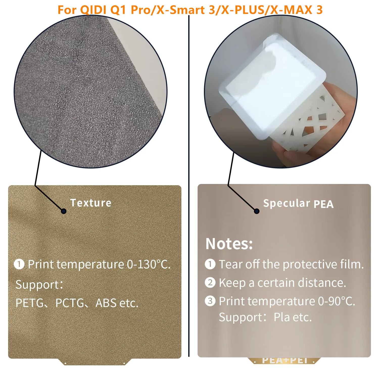 Energetisch Voor Qidi X-MAX 3/X-PLUS/X-Smart 3/Q1 Pro Build Plaat Pei Erwt Getextureerde/Gladde Veerstalen Plaat 185/250/280/330Mm