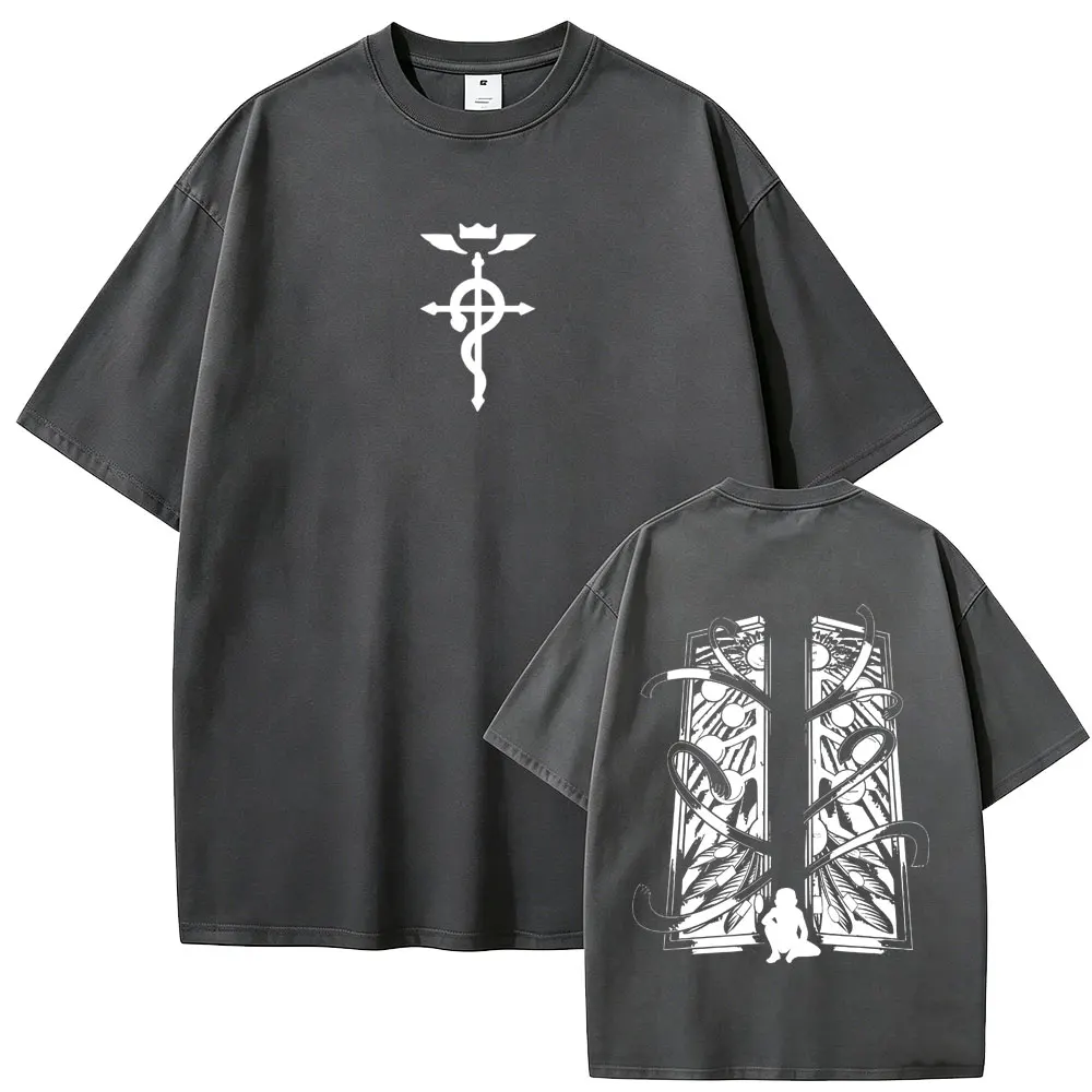 Anime Fullmetal Alchemist Edward Elric Merch T-shirt Men Women Clothing Casual Oversized T Shirts Men's Vintage Cotton T-shirts
