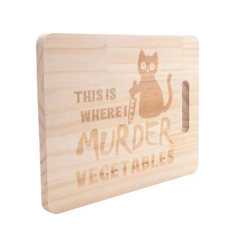 RMWIN-1 Piece Kitchen Chopping Board Funny Black Cat Cutting Board This Is Where I Murder Vegetable Wooden