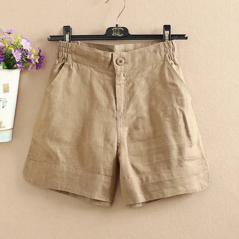 Women's Loose Shorts Cotton Linen Solid Color Wide Leg High Waisted Shorts Pants Casual  Harajuku Summer Shorts 2024