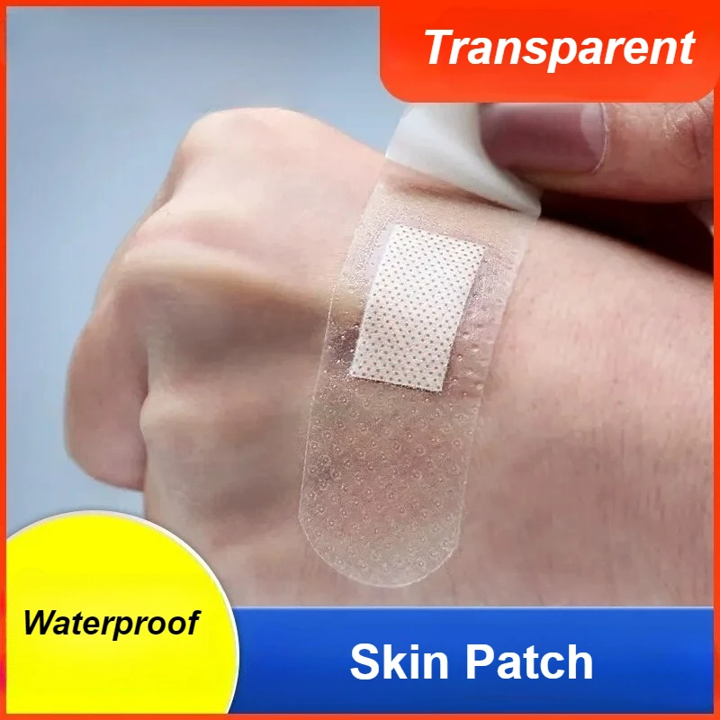 100 قطعة/المجموعة مقاوم للماء الفرقة المعونة شفافة الجلد تضميد الجروح التصحيح الجص الإسعافات الأولية شرائط تنفس لاصق الضمادات الشريط
