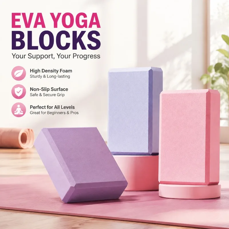 High Density EVA Yoga Block Non-slip Foam Practice Brick Lightweight Support Prop for Yoga Pilates Dance Training Balance
