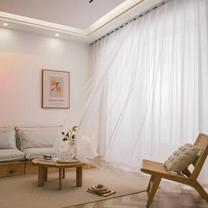 1 Buah Tirai Tipis Tulle Putih Sifon Super Lembut untuk Ruang Tamu Dekorasi Jendela Kamar Tidur Pintu Hotel Mewah Modern 거즈 커튼 6 gorden malam penjualan terbaik - №