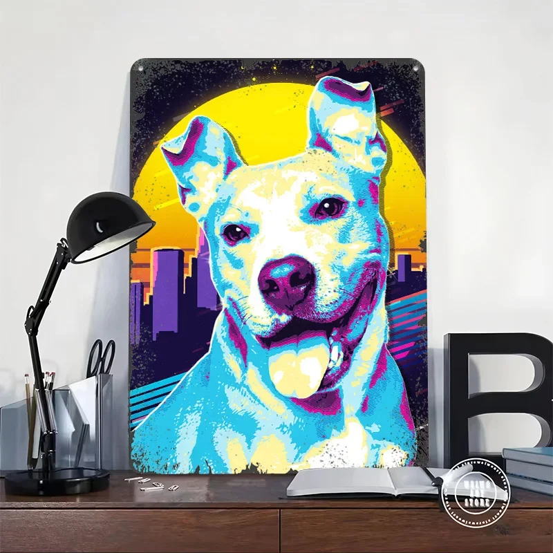 Retro Dog Portrait Poster Customized Wall Art Vintage Metal Signs Retro Tin Plaque for Man Cave House Decor Gamer Decoration