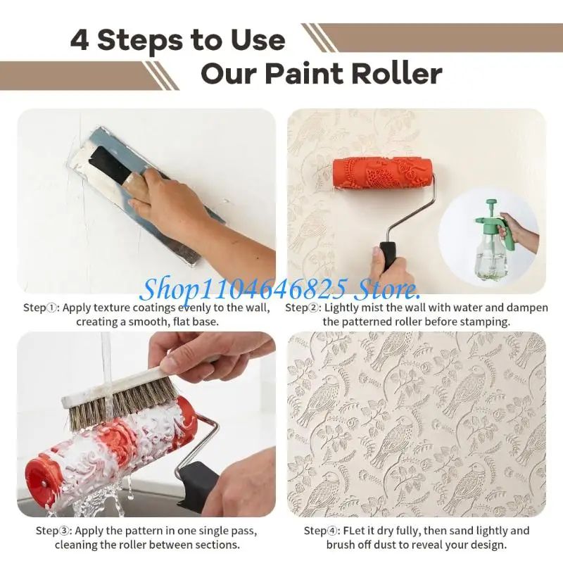 Wall pattern paint roller with soft rubber bird tool Texture Paint Roller - view 3