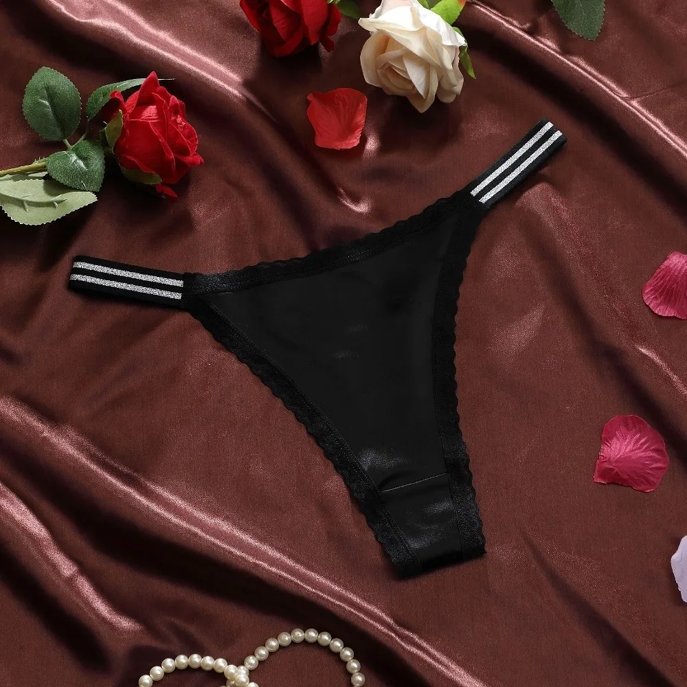 

Comfortable Low-waist Lace Flower Panties Cotton Crotch Lingerie Seamless Thong Shine Belt Lace Briefs Gifts