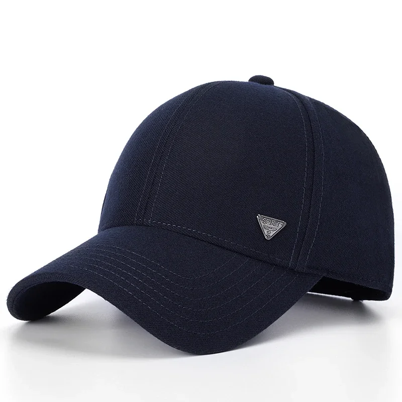 Winter Structured Baseball Cap for Men Sports Golf Hat Sun Hat  Women  Snapback Trucker Hat Hip Hop Male Fashion Navy Blue Warm