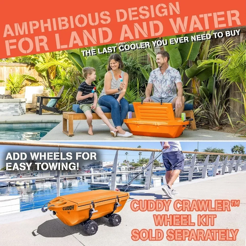 Cuddy Floating Cooler and Dry Storage Vessel – 40QT – Amphibious Hard Shell Design - Multiple Color Options