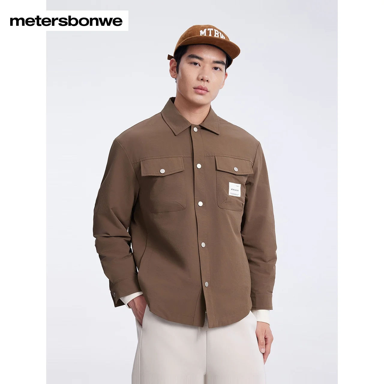 

Metersbonwe-Men's Shirt Type Cargo Pocket Jacket Classic Simple Loose Excellent Windproof Outerwear Outdoor Spring Autumn