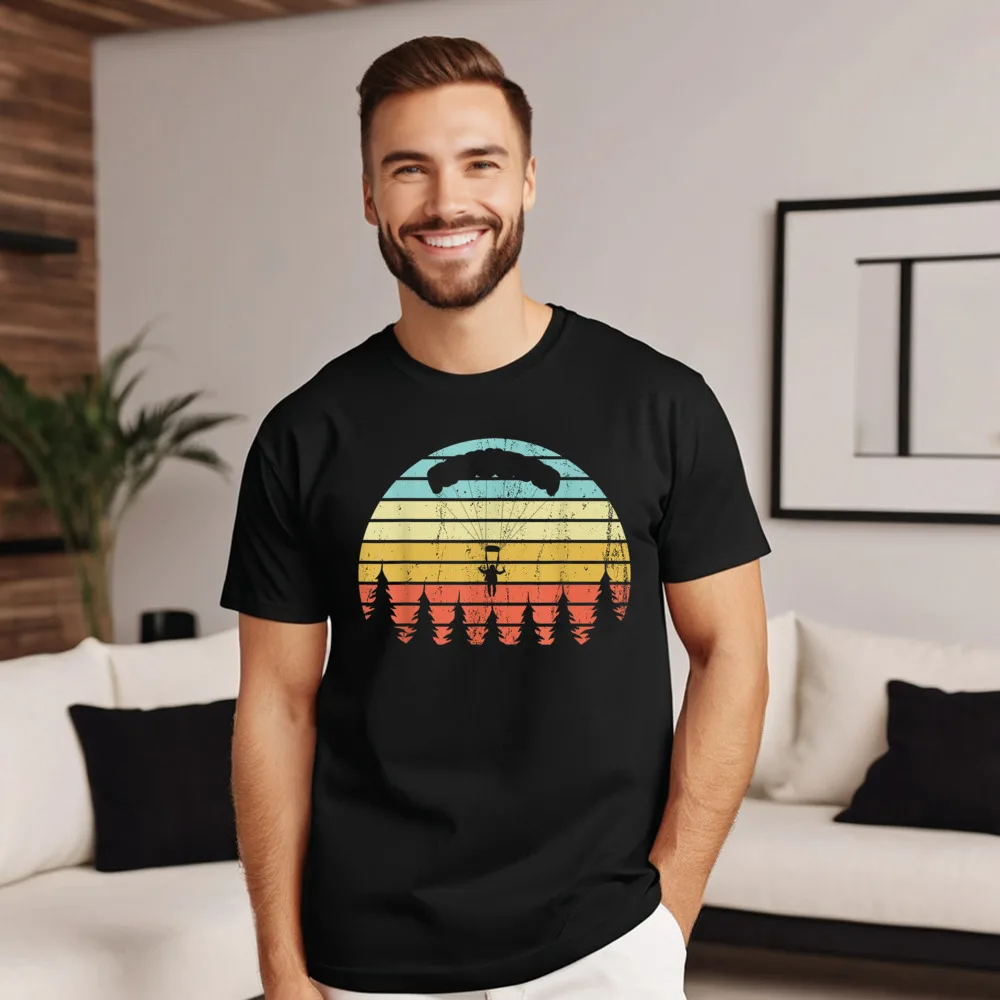 Vintage Skydiving Gift Retro Parachuting 100% Cotton Youth Tops & Tees Street Summer T-Shirt Classic Round Neck T-Shirt