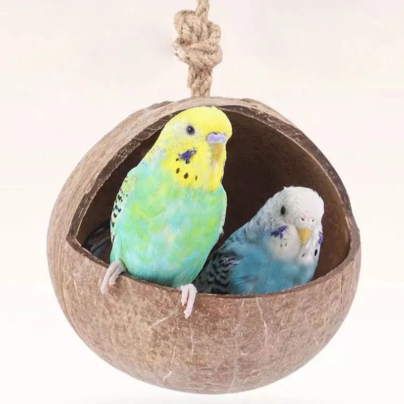 1pcs 4.7inch semi-open coconut shell bird's nest peony budgerigar breeding hanging bird's nest hamster golden bear small pet resistant to chewing shelter nest