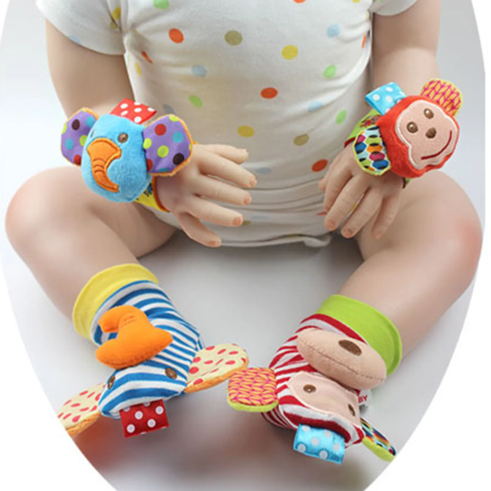 Baby Wrist Strap Foot Rattle Socks Skin-friendly Odorless Wrist Strap Rattle Sock Soothing Toys for Christmas Thanksgiving New