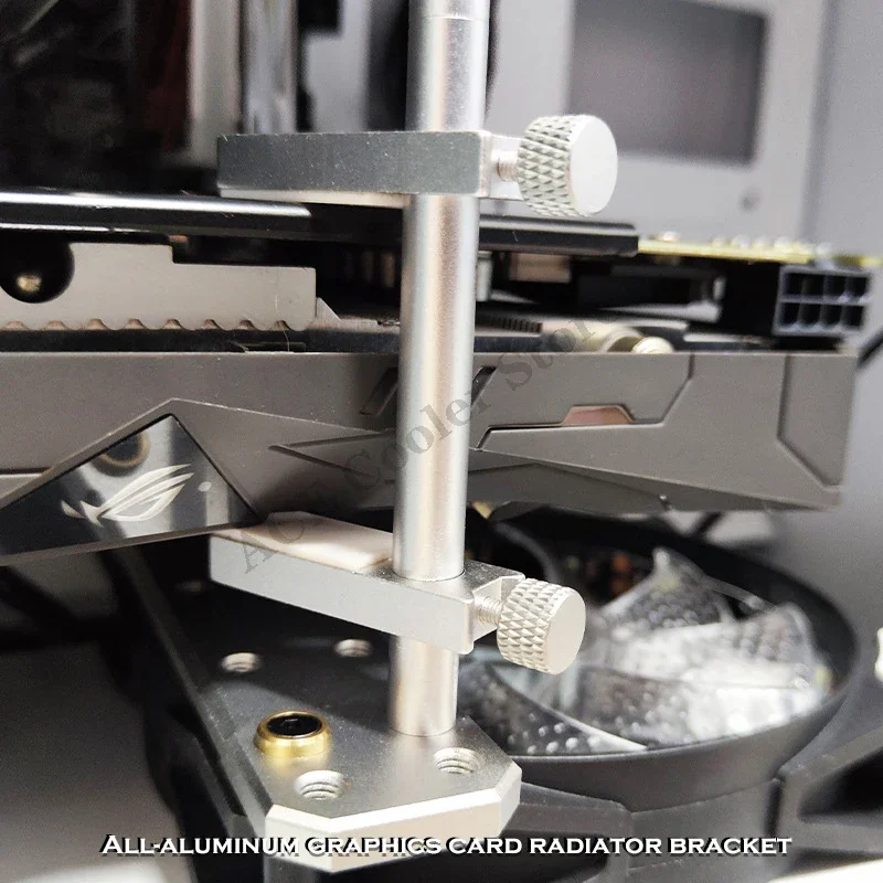 Computer Case Graphics Card Bracket for Side Glass Panel Chassis,Aluminum VGA GPU Support, 120 Fan Position Mounting