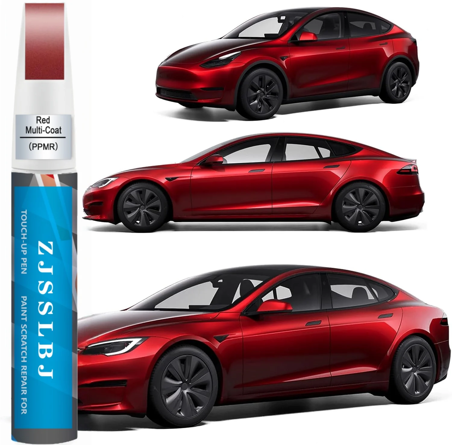 Red Multi-Coat PPMR Touch up Paint for Tesla-Exact Match Scratch Repair Kit 2-In-1 Premium Car Paint Pen for Chips & Nicks
