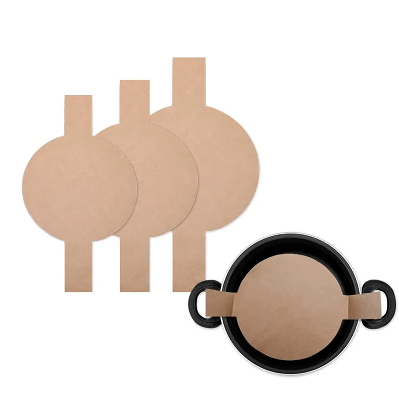 AT29-100Pcs Precut Circle Cake Pan Liners Round Non-Stick Parchment Paper With Lift Tabs For Baking Brown