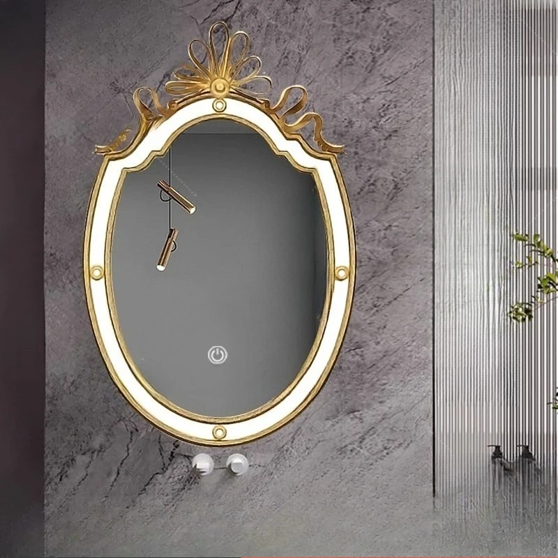 Light luxury stainless steel niche creative ultra-white glass wall-mounted washbasin bathroom touch anti-fog mirror with light
