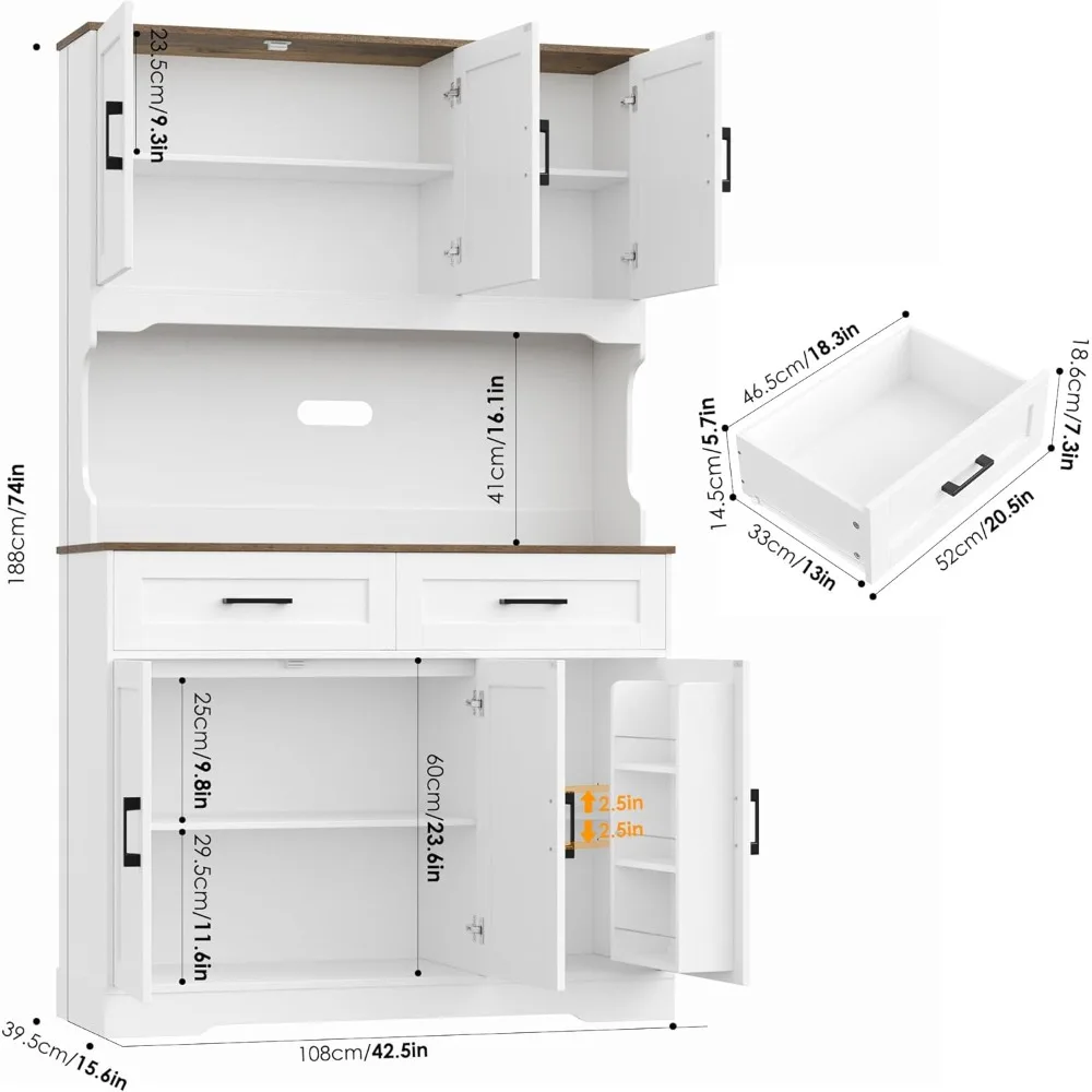 

Tall kitchen cabinets, farmhouse food cabinets with doors and adjustable shelves