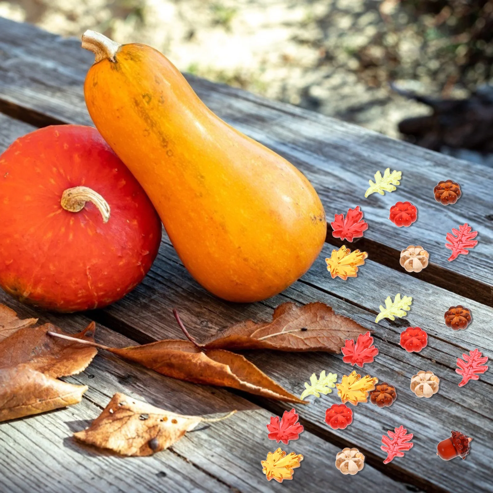 

1Set Thanksgiving Pumpkin Maple Leaf Decorations Shiny Polished Surface Tabletop Ornaments Party Craft Props Photo