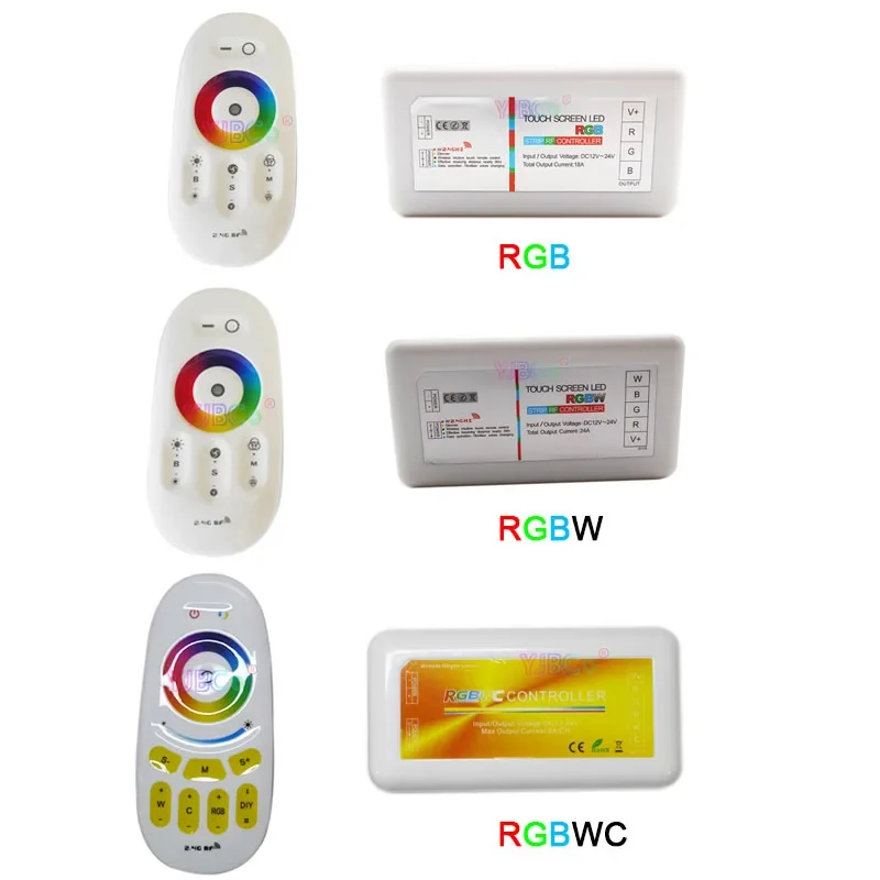 

2.4G RGBW RGBWC RGB Touch Screen Remote led Controller 12V-24V 18A For 5050 RGB RGBW RGB CCT LED Strip Tape