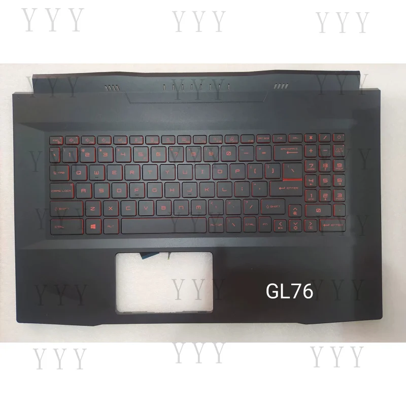 Y+ Palmrest with light keyboard for MSI Pulse GL76 11UDK SCK MS-17L1 Red