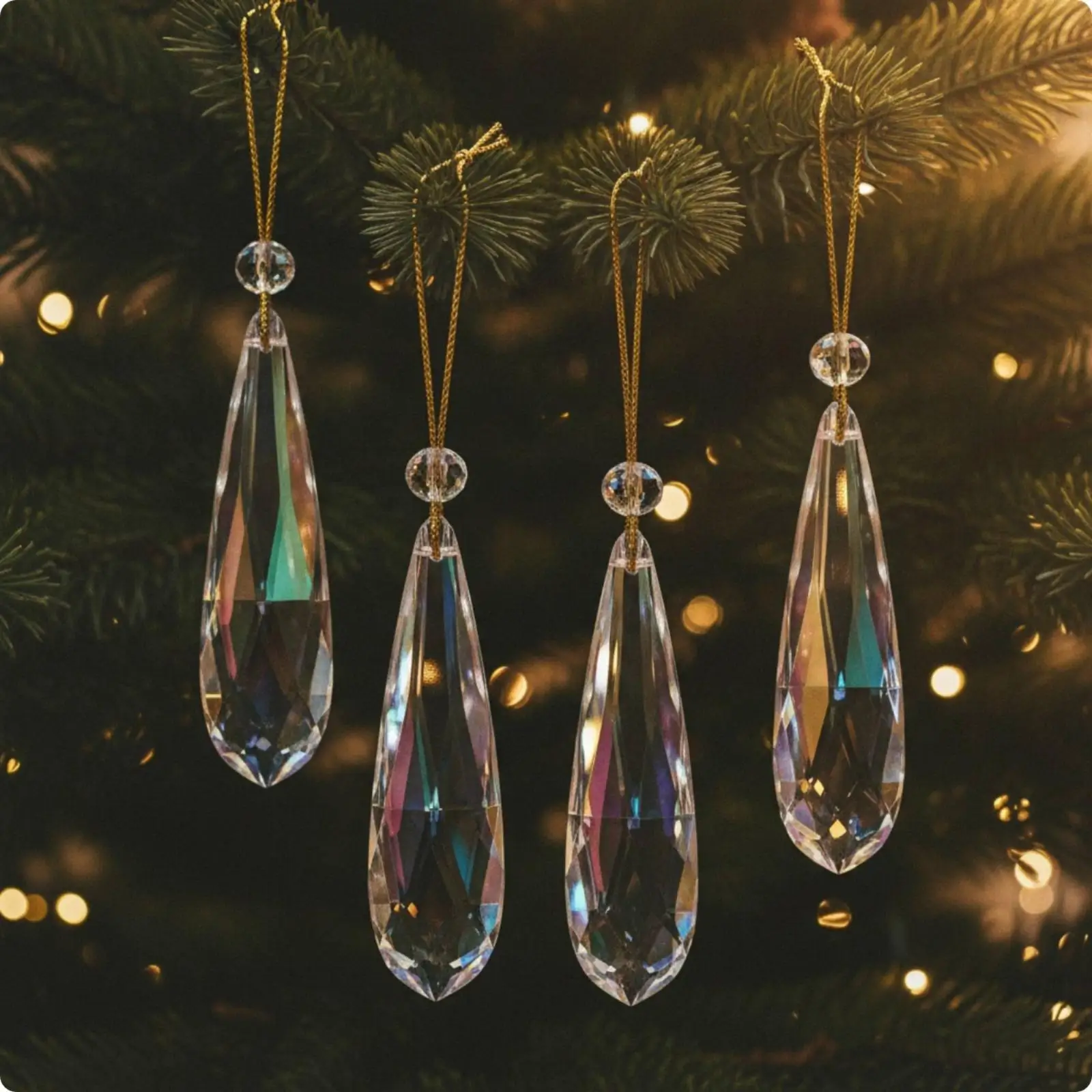 Sun Catcher Crystal Teardrop Pendant Glass Rainbow Maker Window Hanging Ornament Faceted Decor for Dining Room Entryway