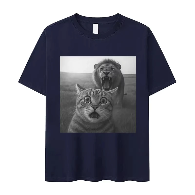 Humor Cat High Quality Print Short-sleeved T-shirts Men's Cozy Pop Oversized T-shirts Summer Casual Y2K Tops Hot Sale Streetwear