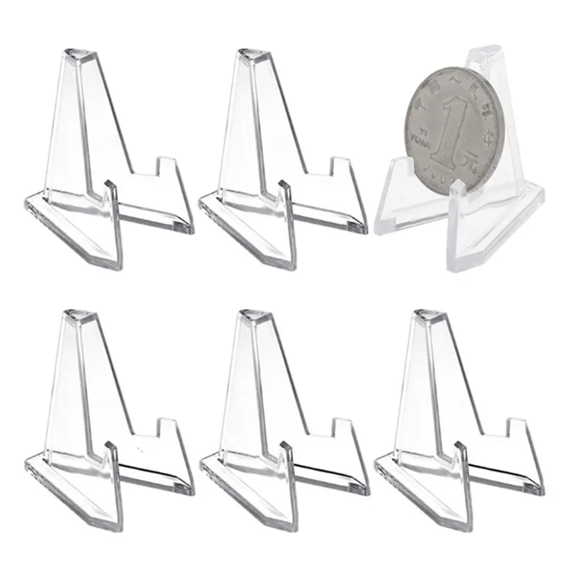 5Pcs Acrylic Mini Coin Display Stand Small Easel Rack Shelf For Pokemon Card Commemorative Challenge Coins Capsule Medal Holder