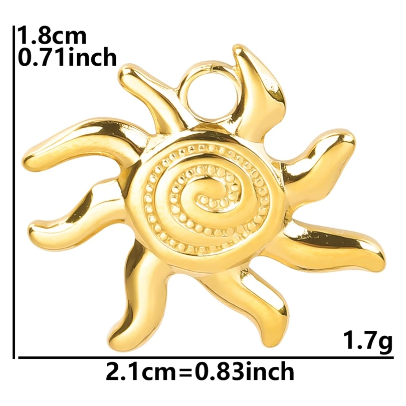 5pcs Gold Sun Charms for DIY Jewellery Making