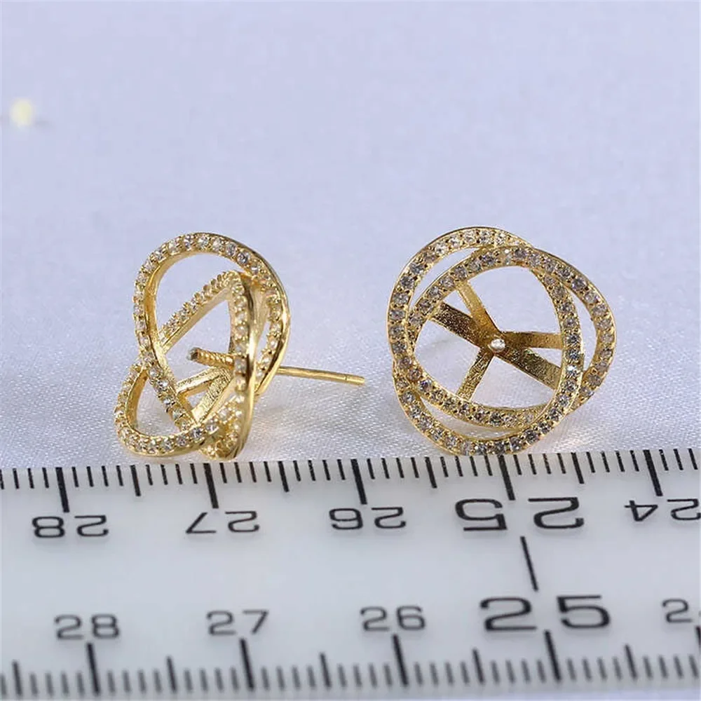 

DIY Pearl Accessories New S925 Versatile Sterling Silver Irregular Surround Asteroid Earrings Empty Holder Fashionable and Exqui